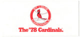 1978 St. Louis Cardinals Ticket Brochure & Schedule